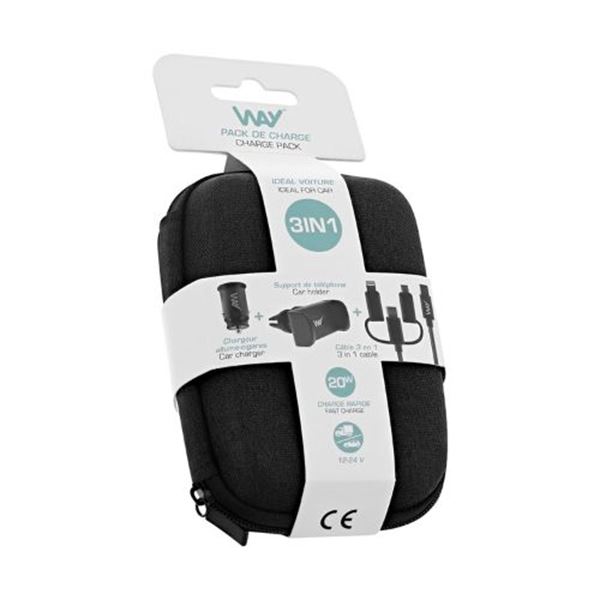 Pack de carregadores para carro 3 em 1 Way