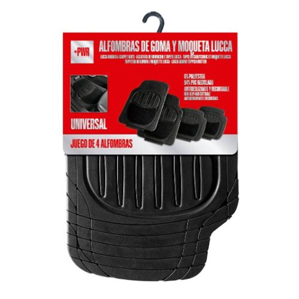 Conjunto de tapetes de borracha Lucca para automóvel e tapetes de alcatifa Lucca