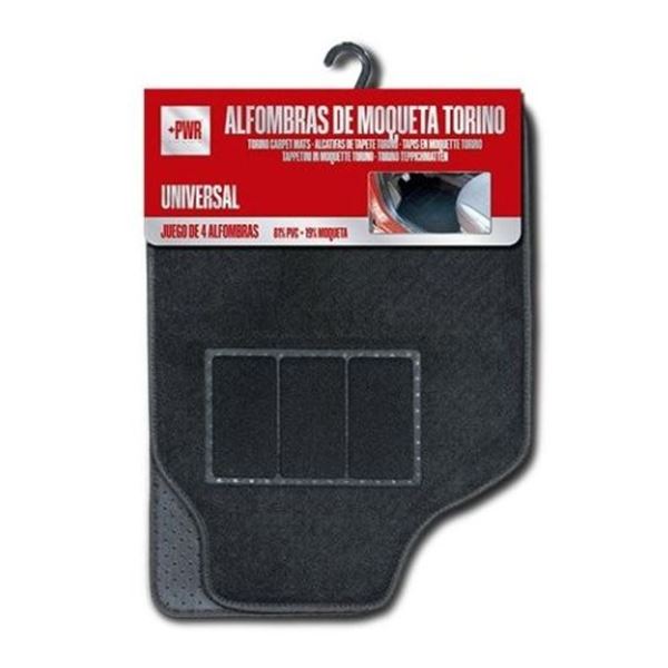 Tapete de carpete ABC Torino Preto 4 peças