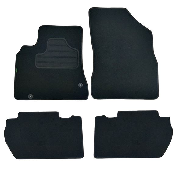 Conjunto de 4 tapetes de carpete pretos para Peugeot 208 - 2008 Feu Vert