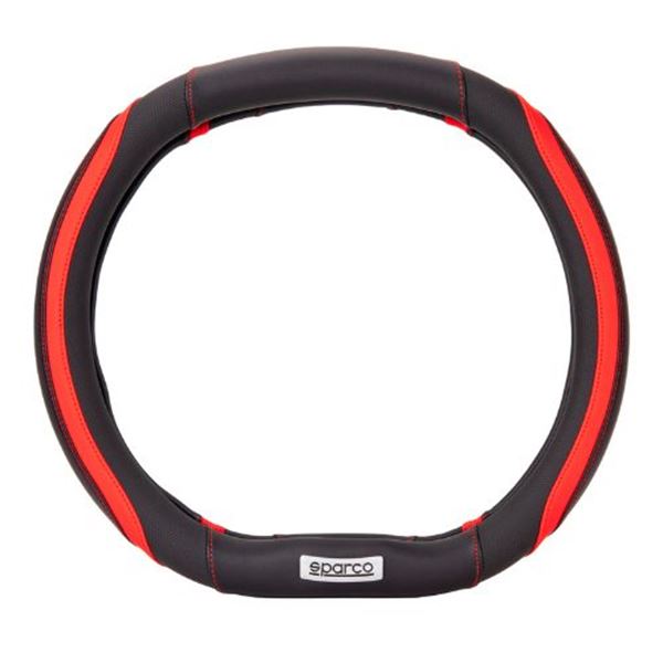Cobertura do volante Sparco com base plana em preto e vermelho