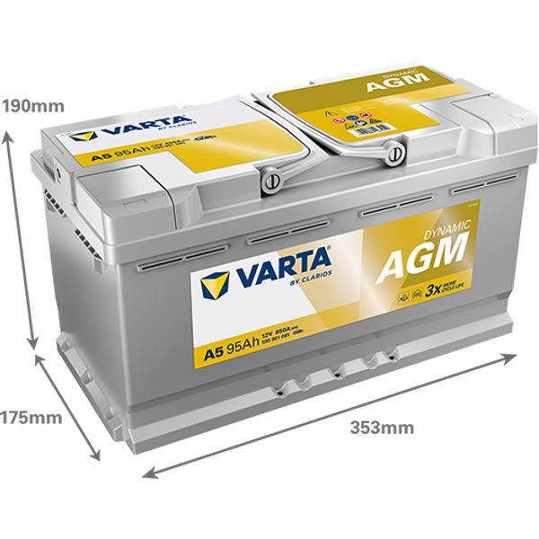 Bateria para automóvel Varta Start Stop agm xev 95ah 850a a5