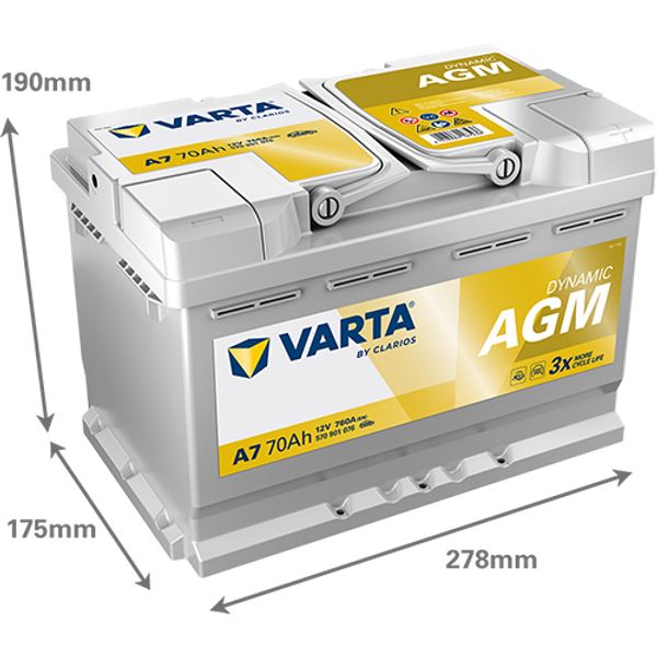 Bateria para automóvel Varta Start Stop agm xev 70ah 760a a7