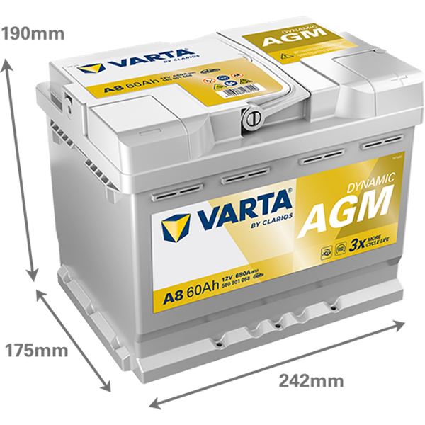 Bateria para automóvel Varta Start Stop agm xev 60ah 680a a8
