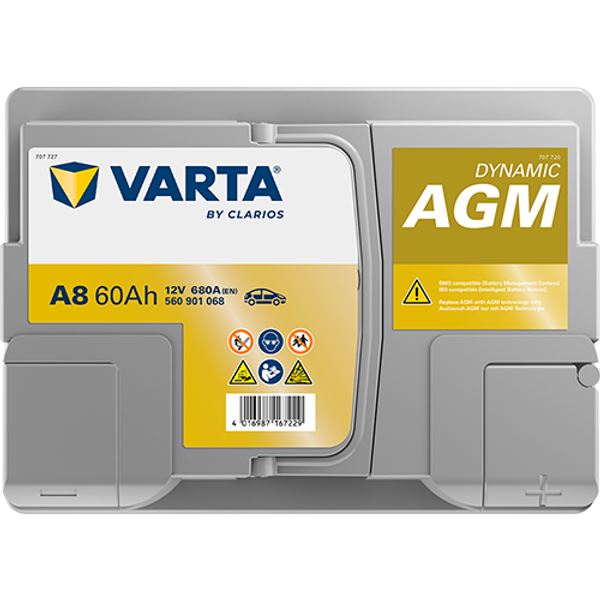 Bateria para automóvel Varta Start Stop agm xev 60ah 680a a8