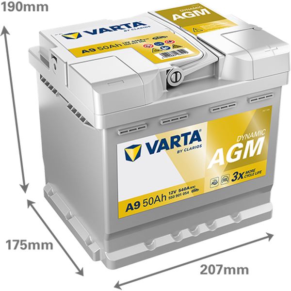 Bateria para automóvel Varta Start Stop xEV 50ah 540a A9