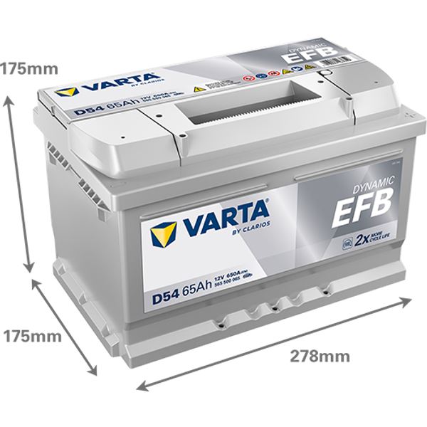 Bateria para automóvel Varta Start Stop efb d54 65ah 650a