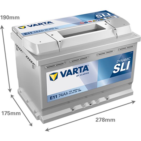 Bateria para automóvel Varta e11 74ah 680a