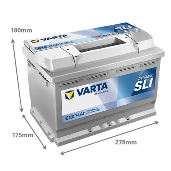 Bateria de automóvel Varta e12 74ah 680a