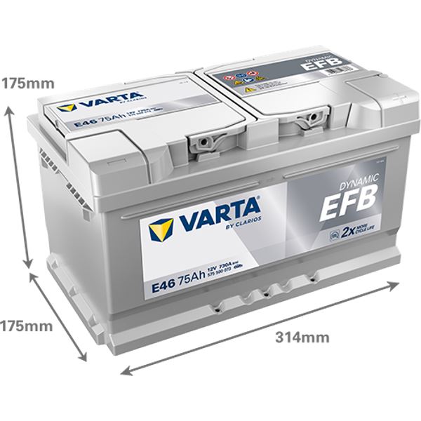 Bateria para automóvel Varta Start Stop efb e46 75ah 730a