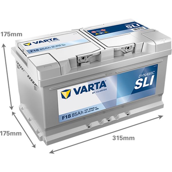 Bateria para automóvel Varta f18 85ah 800a