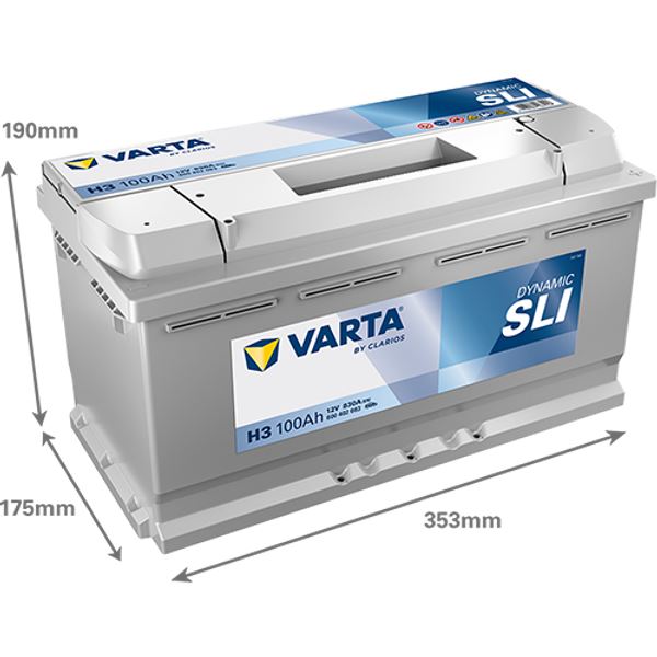 Bateria para automóvel Varta h3 100ah 830a