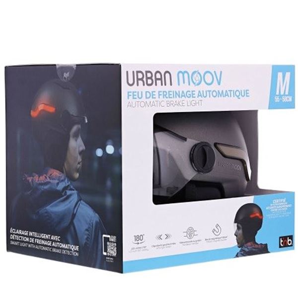 Capacete Urban Moov LED com luz de travagem automática tamanho M cinzento