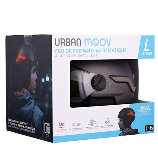 Capacete Urban Moov LED com luz de travagem automática tamanho L cinzento