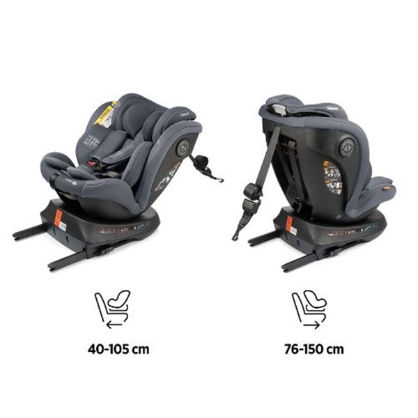 Cadeira auto Aprecia Phantomg Grey, giratória a 360º, para crianças de 40 a 150 cm