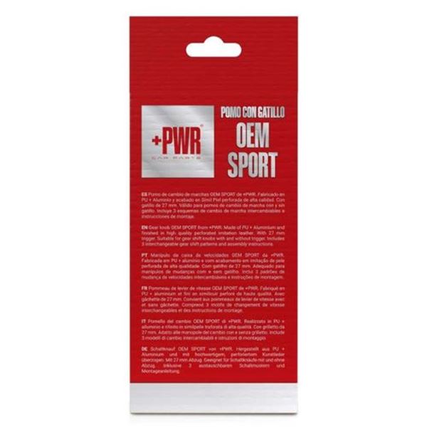 Pomo da alavanca de mudanças OEM Sport, curto, preto e vermelho