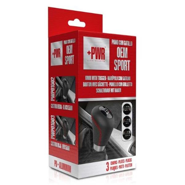 Pomo da alavanca de mudanças OEM Sport, curto, preto e vermelho