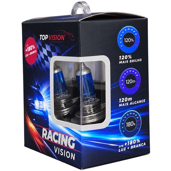 JOGO DE LÂMPADA RACING VISION H7 12V 55W