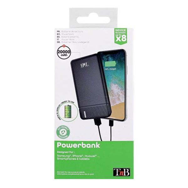 Bateria externa Tnb 20.000 mAh 20 W cor preta