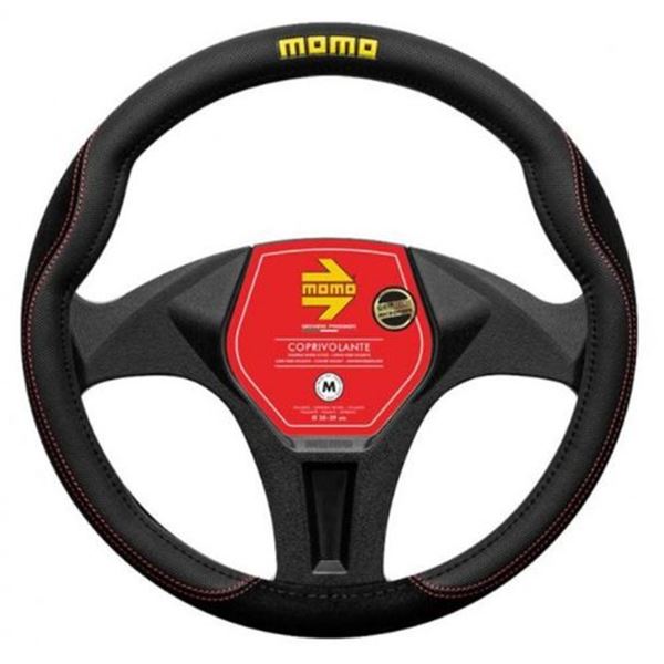 Cobertura do volante Momo Comfort em microfibra preta vermelha