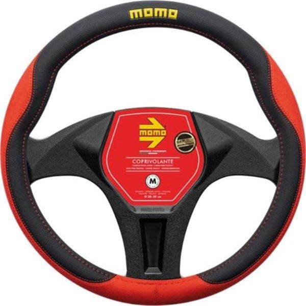Cobertura do volante Momo Comfort em microfibra vermelha preta