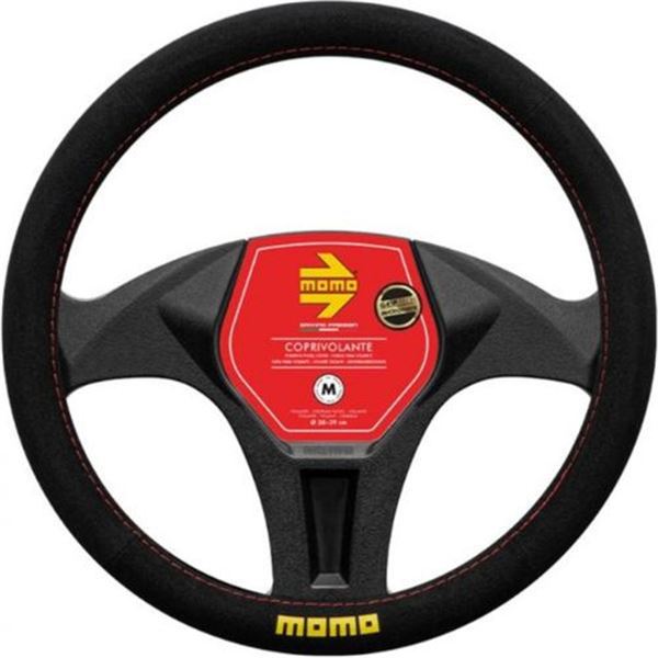 Cobertura do volante Momo Easy em microfibra preta vermelha