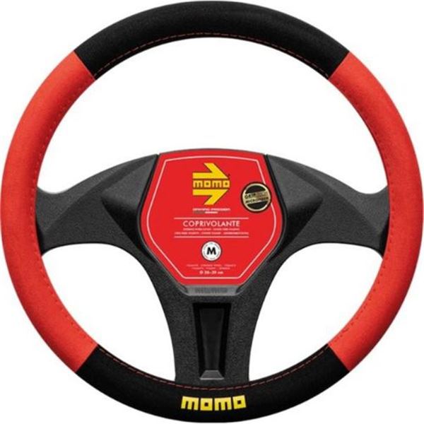 Cobertura do volante Momo Easy microfibra vermelha preta