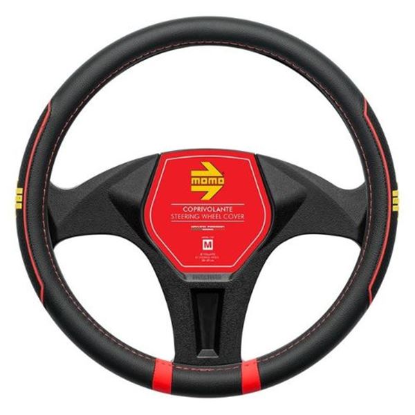 Cobertura do volante Momo Fast preto vermelho