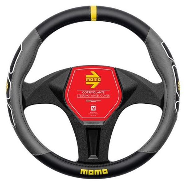 Cobertura do volante Momo Fun preto cinzento tamanho m