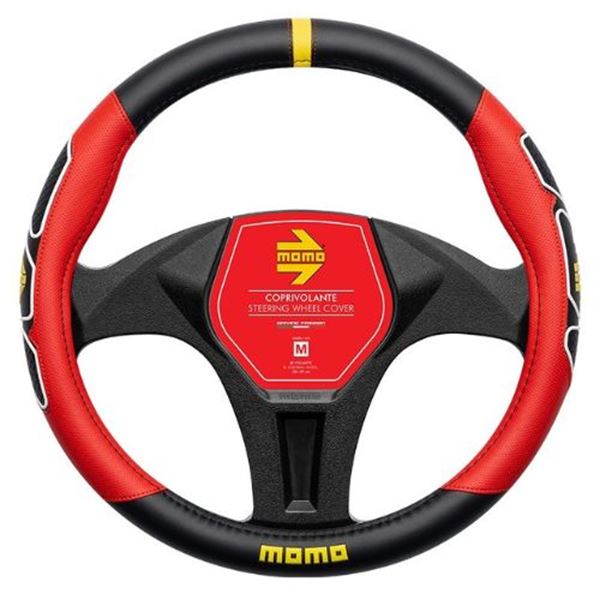 Cobertura do volante Momo Fun preto vermelho tamanho m