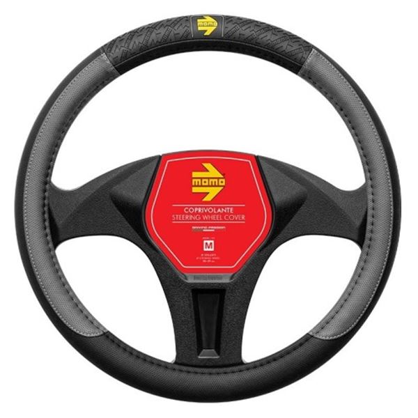 Cobertura do volante Momo vip preto cinzento tamanho m