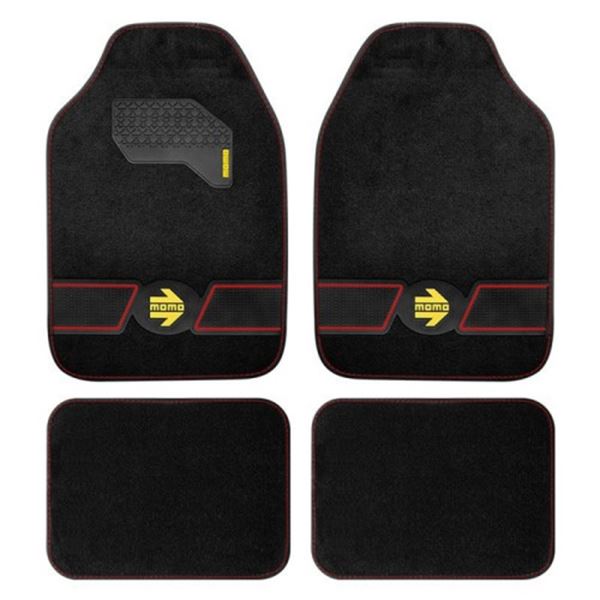 Conjunto de tapetes para automóvel Momo Fun preto vermelho 4 peças.