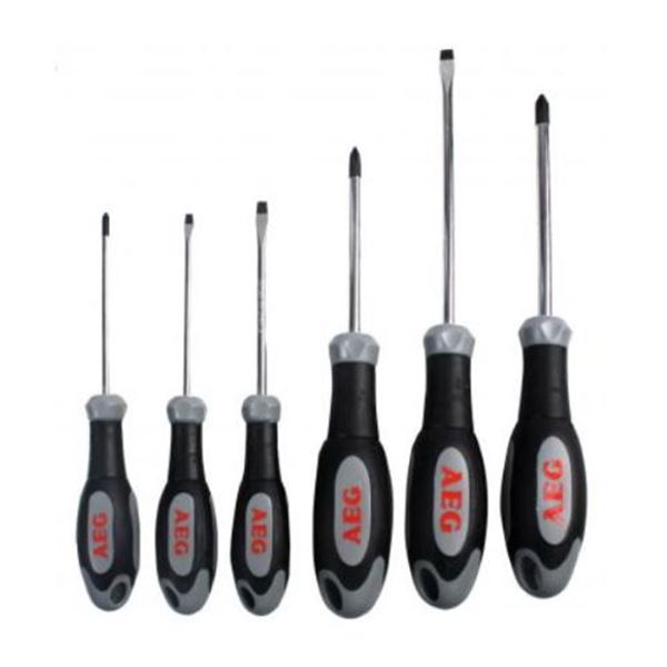 Conjunto de 6 chaves de fendas AEG com suporte de plástico