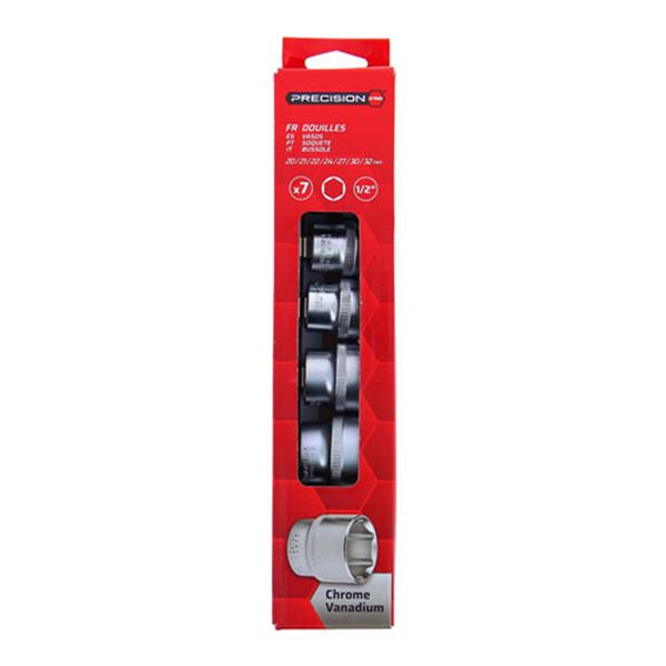 Conjunto de 7 chaves hexagonais de 20 a 32 mm 1/2" em aço de precisão