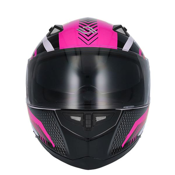 Capacete integral de motociclista Shiro sh881 preto/rosa/branco xs
