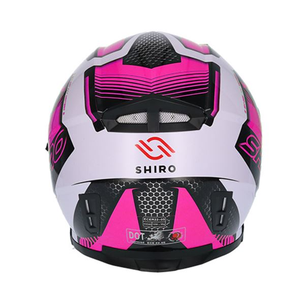 Capacete integral de motociclista Shiro sh881 preto/rosa/branco xs