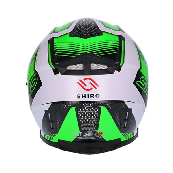 Capacete integral de motociclista Shiro sh881 preto/verde/branco xs