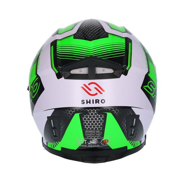 Capacete integral de motociclista Shiro sh881 preto/verde/branco s